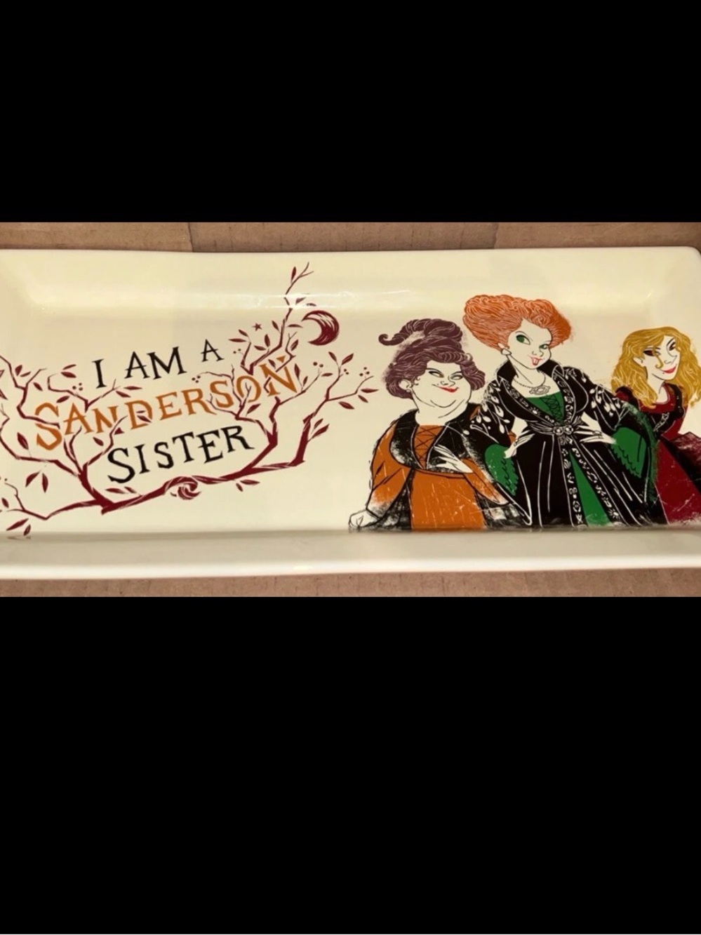 Disney Sanderson Sisters Ceramic Serving Tray - White with Orange, Green, Black